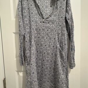 Roberta Roller Rabbit Navy and White Geometric Long Sleeve Coverup